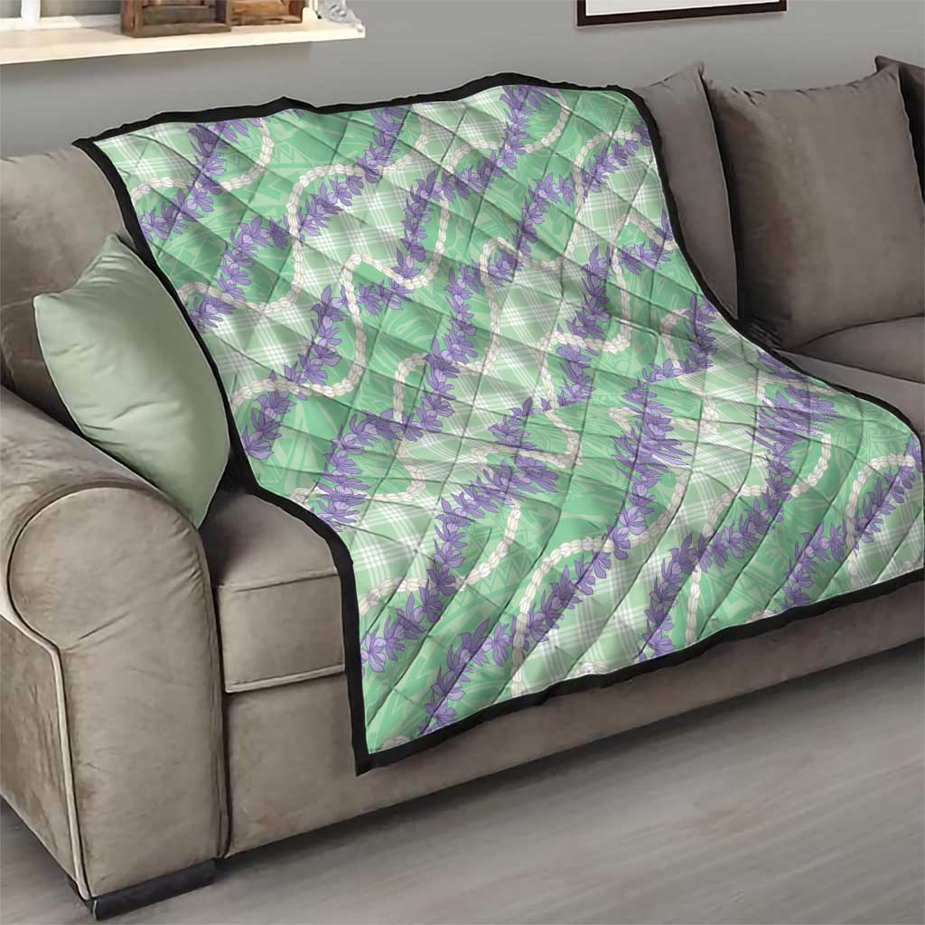 Pastel Green Hawaii Palaka Honohono Pikake Quilt Hawaiian Orchid Lei Polynesian Pattern - Polynesian Pride