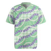 Pastel Green Hawaii Palaka Honohono Pikake Rugby Jersey Hawaiian Orchid Lei Polynesian Pattern - Polynesian Pride