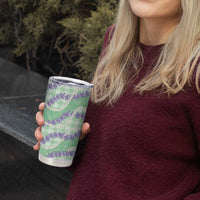 Pastel Green Hawaii Palaka Honohono Pikake Tumbler Cup Hawaiian Orchid Lei Polynesian Pattern - Polynesian Pride