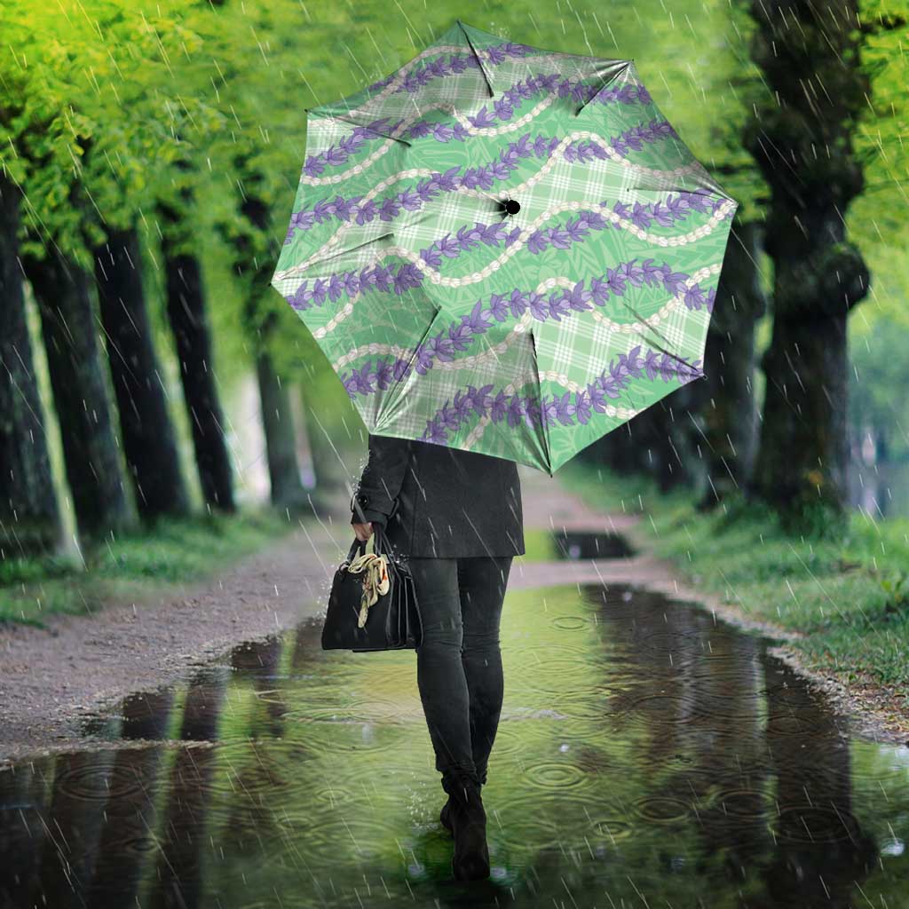 Pastel Green Hawaii Palaka Honohono Pikake Umbrella Hawaiian Orchid Lei Polynesian Pattern - Polynesian Pride