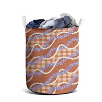 Orange Hawaii Palaka Honohono Pikake Laundry Basket Hawaiian Orchid Lei Polynesian Pattern - Polynesian Pride