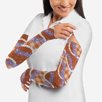 Orange Hawaii Palaka Honohono Pikake Arm Sleeves Hawaiian Orchid Lei Polynesian Pattern - Polynesian Pride