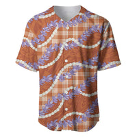 Orange Hawaii Palaka Honohono Pikake Baseball Jersey Hawaiian Orchid Lei Polynesian Pattern - Polynesian Pride
