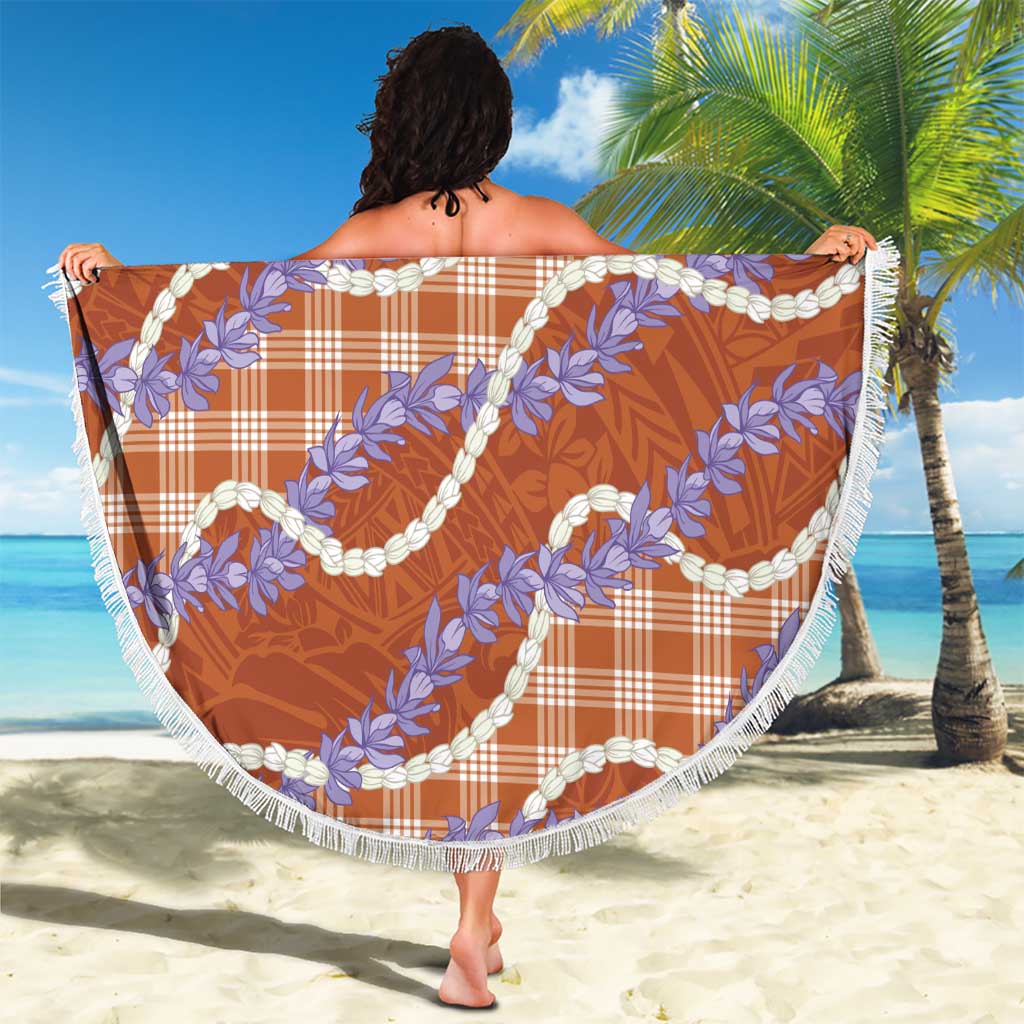 Orange Hawaii Palaka Honohono Pikake Beach Blanket Hawaiian Orchid Lei Polynesian Pattern LT14 - Polynesian Pride