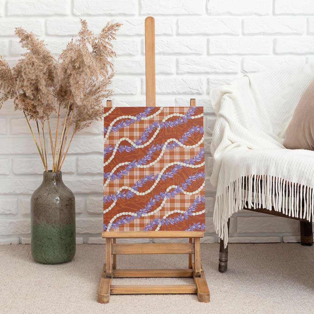 Orange Hawaii Palaka Honohono Pikake Canvas Wall Art Hawaiian Orchid Lei Polynesian Pattern - Polynesian Pride