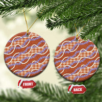 Orange Hawaii Palaka Honohono Pikake Ceramic Ornament Hawaiian Orchid Lei Polynesian Pattern LT14 Circle Orange - Polynesian Pride