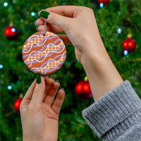 Orange Hawaii Palaka Honohono Pikake Ceramic Ornament Hawaiian Orchid Lei Polynesian Pattern LT14 - Polynesian Pride
