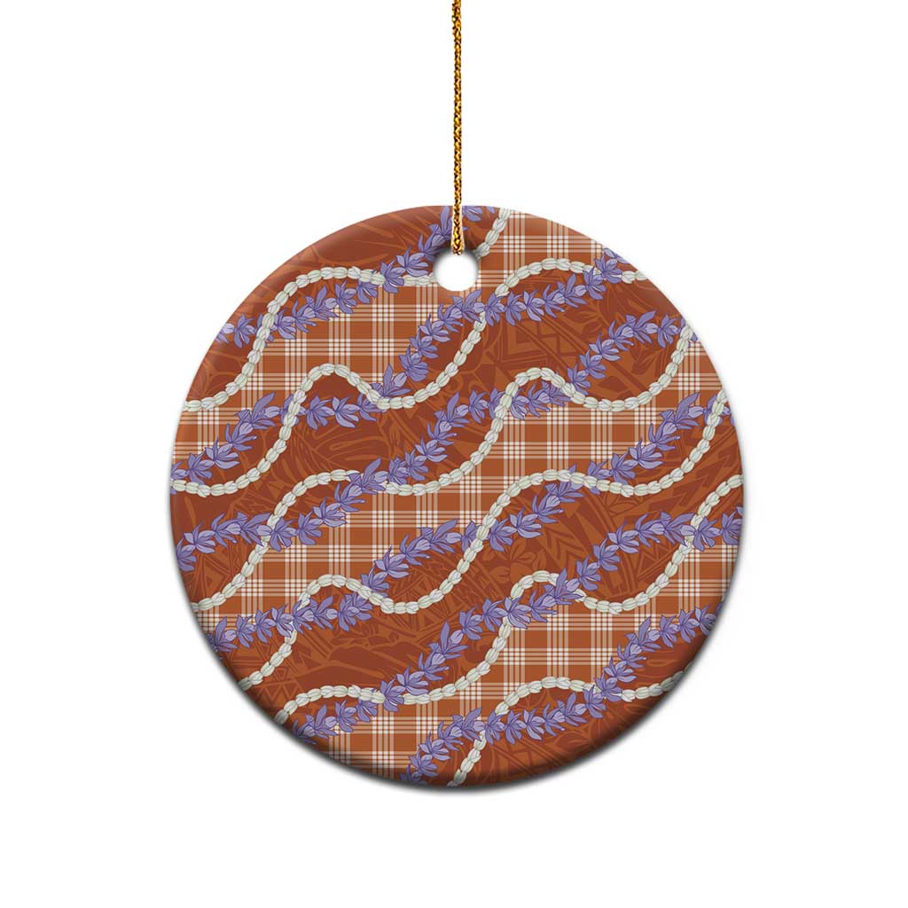 Orange Hawaii Palaka Honohono Pikake Ceramic Ornament Hawaiian Orchid Lei Polynesian Pattern LT14 - Polynesian Pride