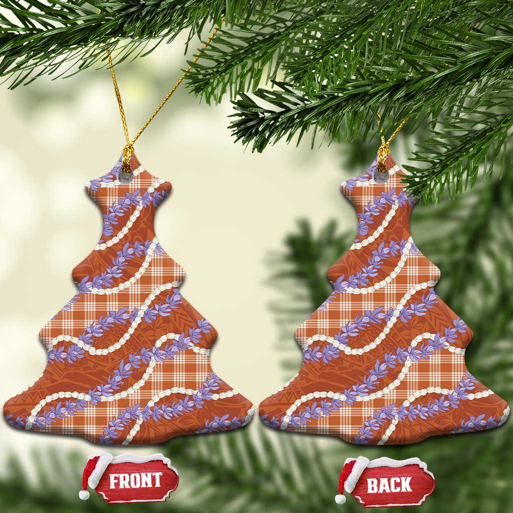 Orange Hawaii Palaka Honohono Pikake Ceramic Ornament Hawaiian Orchid Lei Polynesian Pattern LT14 Christmas Tree Orange - Polynesian Pride
