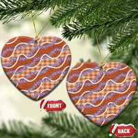 Orange Hawaii Palaka Honohono Pikake Ceramic Ornament Hawaiian Orchid Lei Polynesian Pattern LT14 Heart Orange - Polynesian Pride