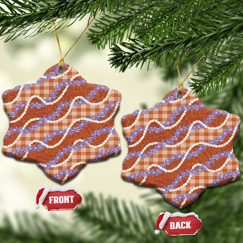 Orange Hawaii Palaka Honohono Pikake Ceramic Ornament Hawaiian Orchid Lei Polynesian Pattern LT14 Snow Flake Orange - Polynesian Pride