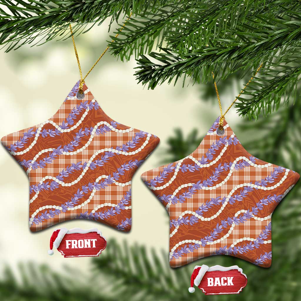Orange Hawaii Palaka Honohono Pikake Ceramic Ornament Hawaiian Orchid Lei Polynesian Pattern LT14 Star Orange - Polynesian Pride
