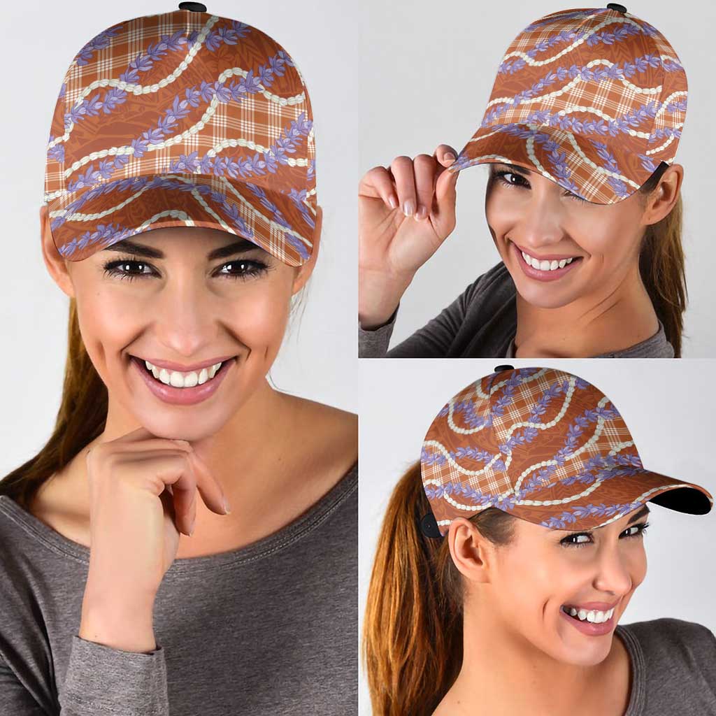 Orange Hawaii Palaka Honohono Pikake Classic Cap Hawaiian Orchid Lei Polynesian Pattern LT14 - Polynesian Pride