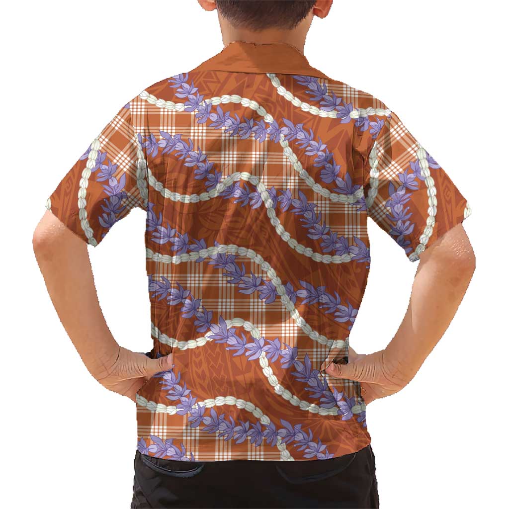 Orange Hawaii Palaka Honohono Pikake Family Matching Mermaid Dress and Hawaiian Shirt Hawaiian Orchid Lei Polynesian Pattern LT14 - Polynesian Pride