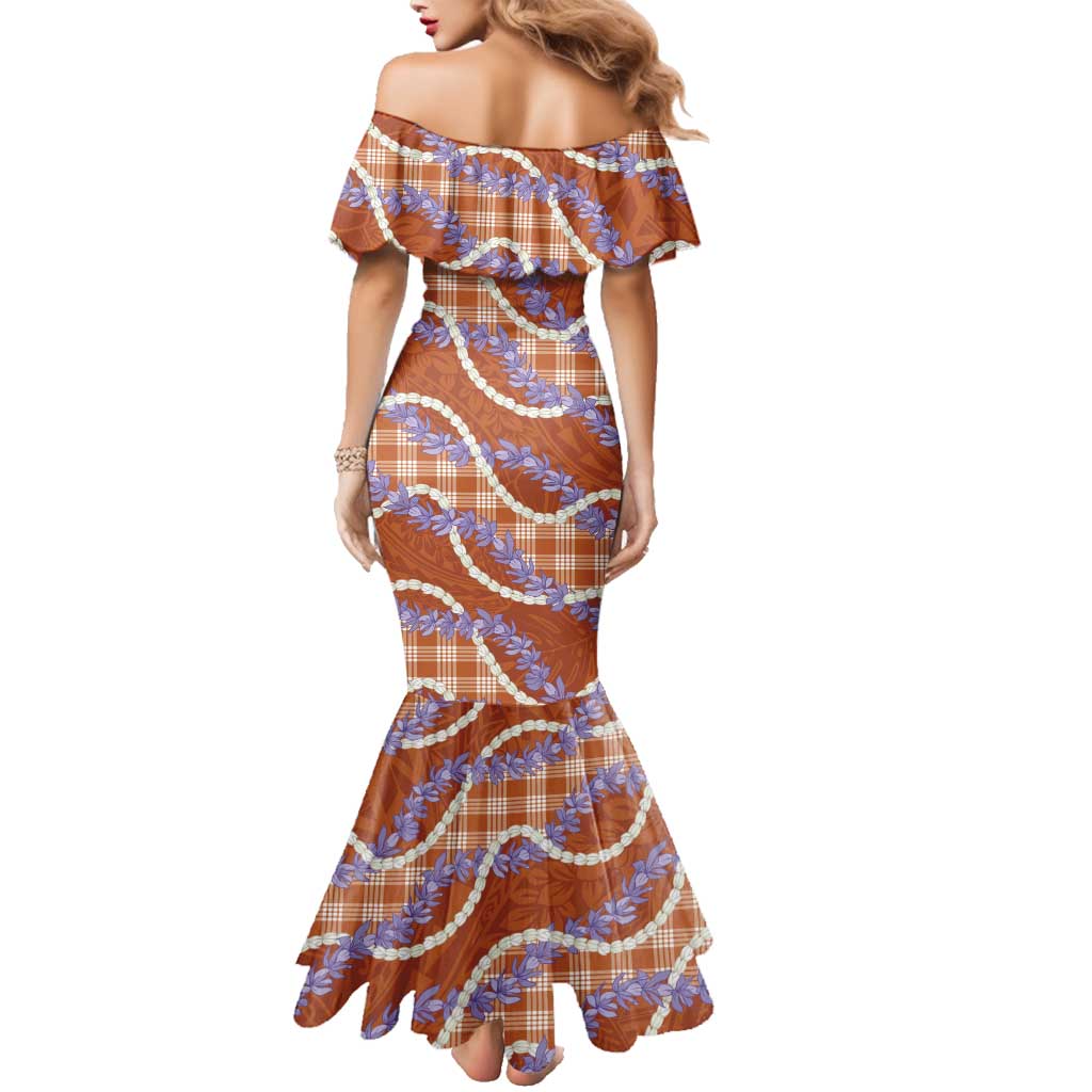 Orange Hawaii Palaka Honohono Pikake Family Matching Mermaid Dress and Hawaiian Shirt Hawaiian Orchid Lei Polynesian Pattern LT14 - Polynesian Pride