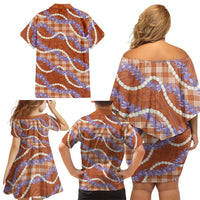 Orange Hawaii Palaka Honohono Pikake Family Matching Off Shoulder Short Dress and Hawaiian Shirt Hawaiian Orchid Lei Polynesian Pattern LT14 - Polynesian Pride