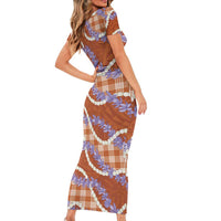 Orange Hawaii Palaka Honohono Pikake Family Matching Short Sleeve Bodycon Dress and Hawaiian Shirt Hawaiian Orchid Lei Polynesian Pattern LT14 - Polynesian Pride