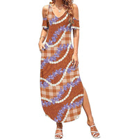 Orange Hawaii Palaka Honohono Pikake Family Matching Summer Maxi Dress and Hawaiian Shirt Hawaiian Orchid Lei Polynesian Pattern LT14 Orange - Polynesian Pride
