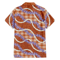 Orange Hawaii Palaka Honohono Pikake Hawaiian Shirt Hawaiian Orchid Lei Polynesian Pattern - Polynesian Pride
