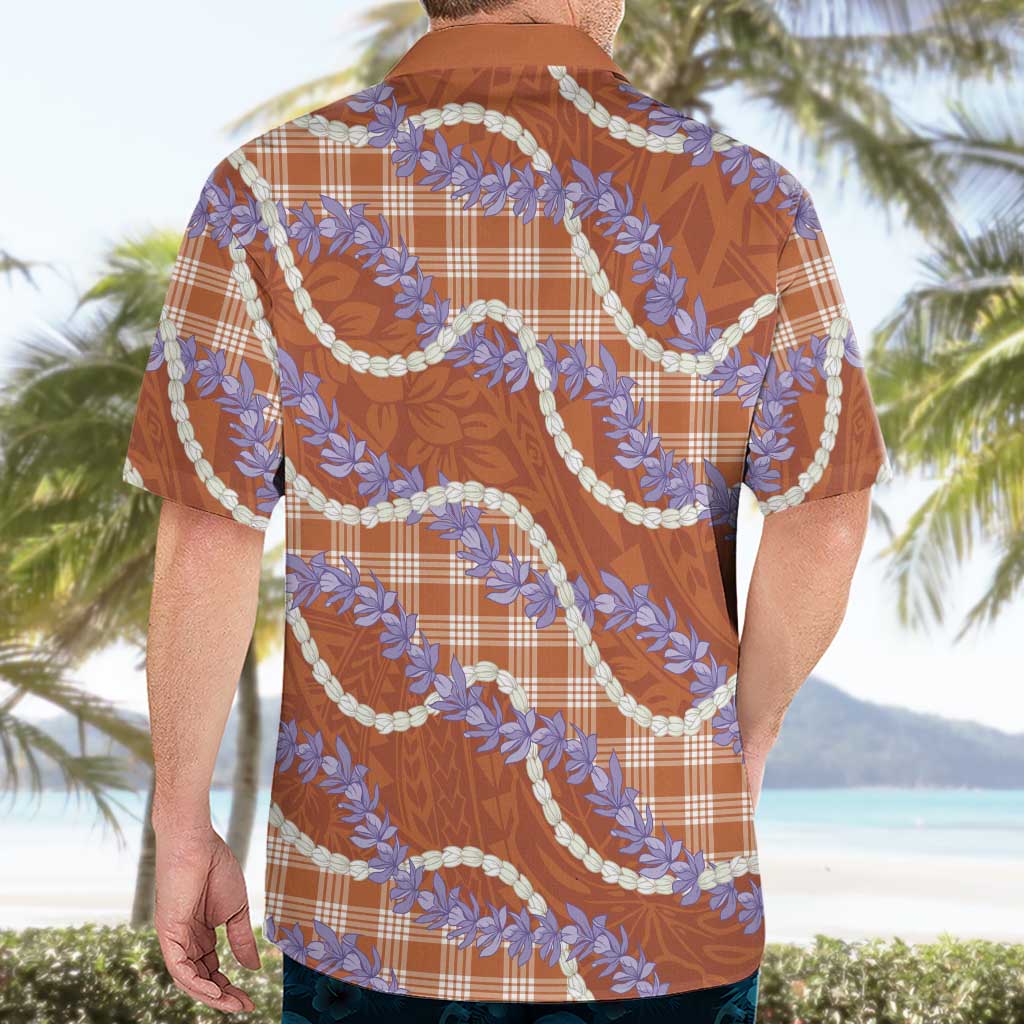 Orange Hawaii Palaka Honohono Pikake Hawaiian Shirt Hawaiian Orchid Lei Polynesian Pattern - Polynesian Pride