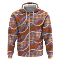 Orange Hawaii Palaka Honohono Pikake Hoodie Hawaiian Orchid Lei Polynesian Pattern - Polynesian Pride