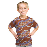 Orange Hawaii Palaka Honohono Pikake Kid T Shirt Hawaiian Orchid Lei Polynesian Pattern - Polynesian Pride