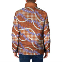 Orange Hawaii Palaka Honohono Pikake Padded Jacket Hawaiian Orchid Lei Polynesian Pattern LT14 - Polynesian Pride