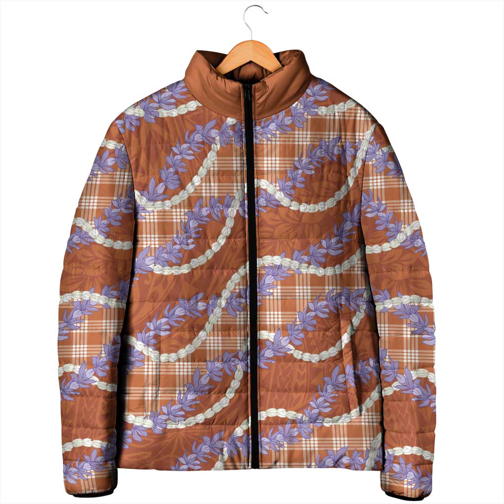 Orange Hawaii Palaka Honohono Pikake Padded Jacket Hawaiian Orchid Lei Polynesian Pattern LT14 - Polynesian Pride