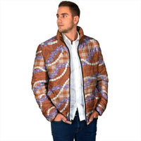 Orange Hawaii Palaka Honohono Pikake Padded Jacket Hawaiian Orchid Lei Polynesian Pattern LT14 - Polynesian Pride