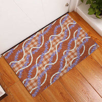 Orange Hawaii Palaka Honohono Pikake Rubber Doormat Hawaiian Orchid Lei Polynesian Pattern LT14 - Polynesian Pride