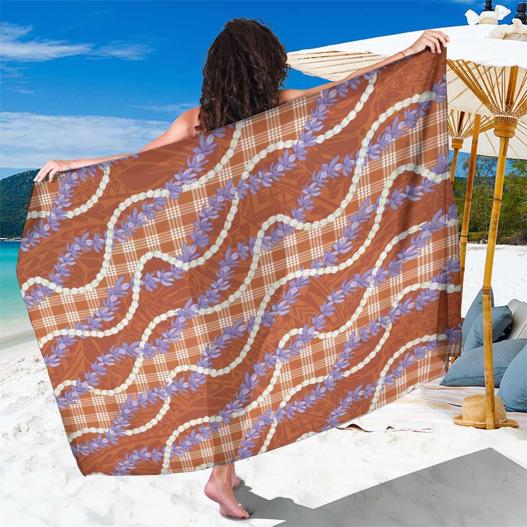 Orange Hawaii Palaka Honohono Pikake Sarong Hawaiian Orchid Lei Polynesian Pattern - Polynesian Pride