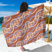 Orange Hawaii Palaka Honohono Pikake Sarong Hawaiian Orchid Lei Polynesian Pattern - Polynesian Pride