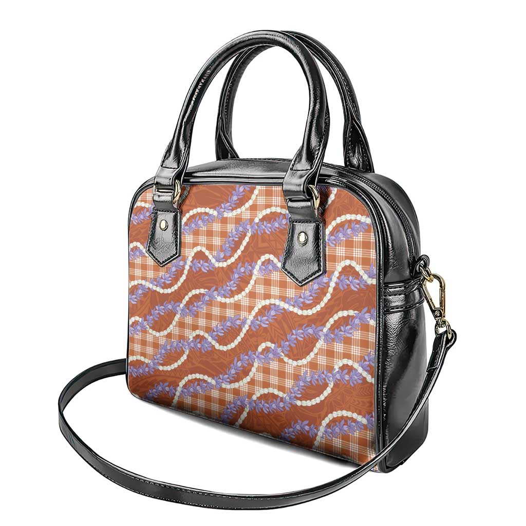 Orange Hawaii Palaka Honohono Pikake Shoulder Handbag Hawaiian Orchid Lei Polynesian Pattern - Polynesian Pride