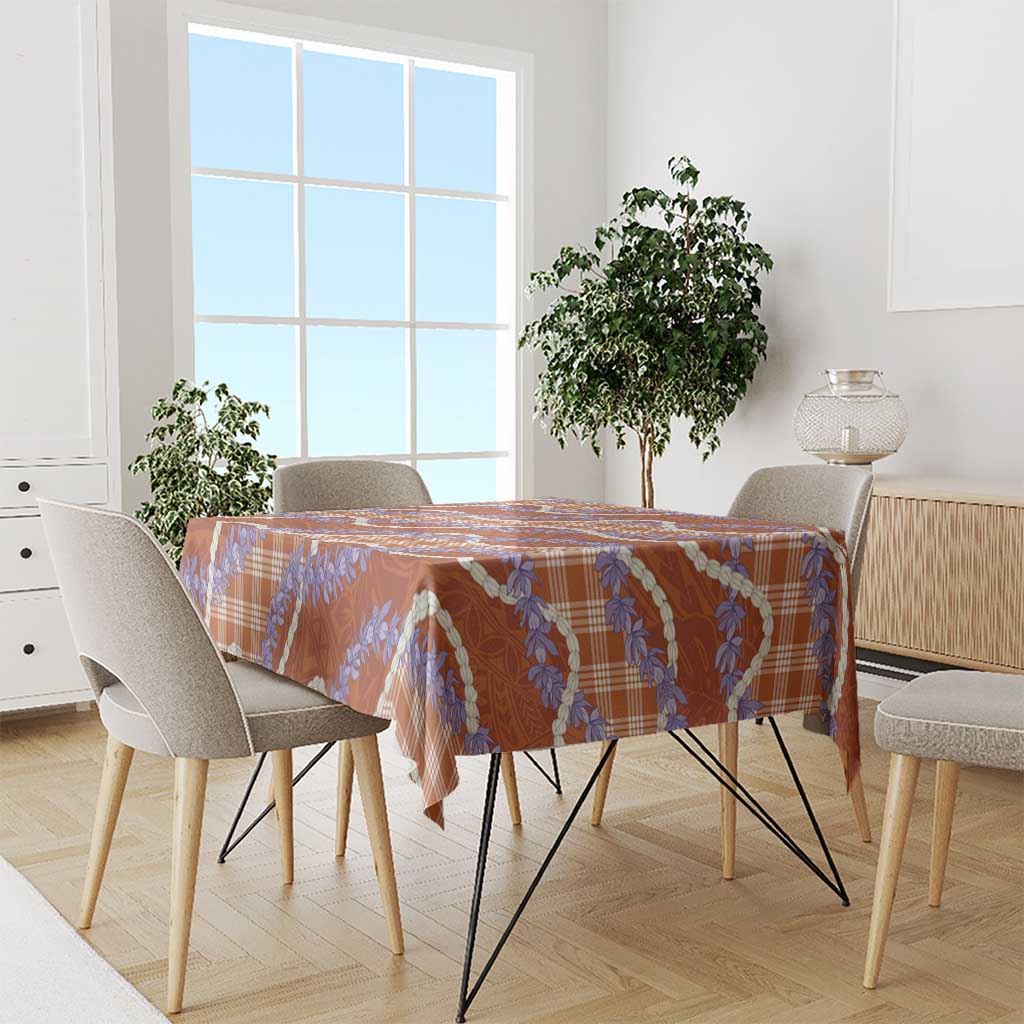 Orange Hawaii Palaka Honohono Pikake Tablecloth Hawaiian Orchid Lei Polynesian Pattern - Polynesian Pride