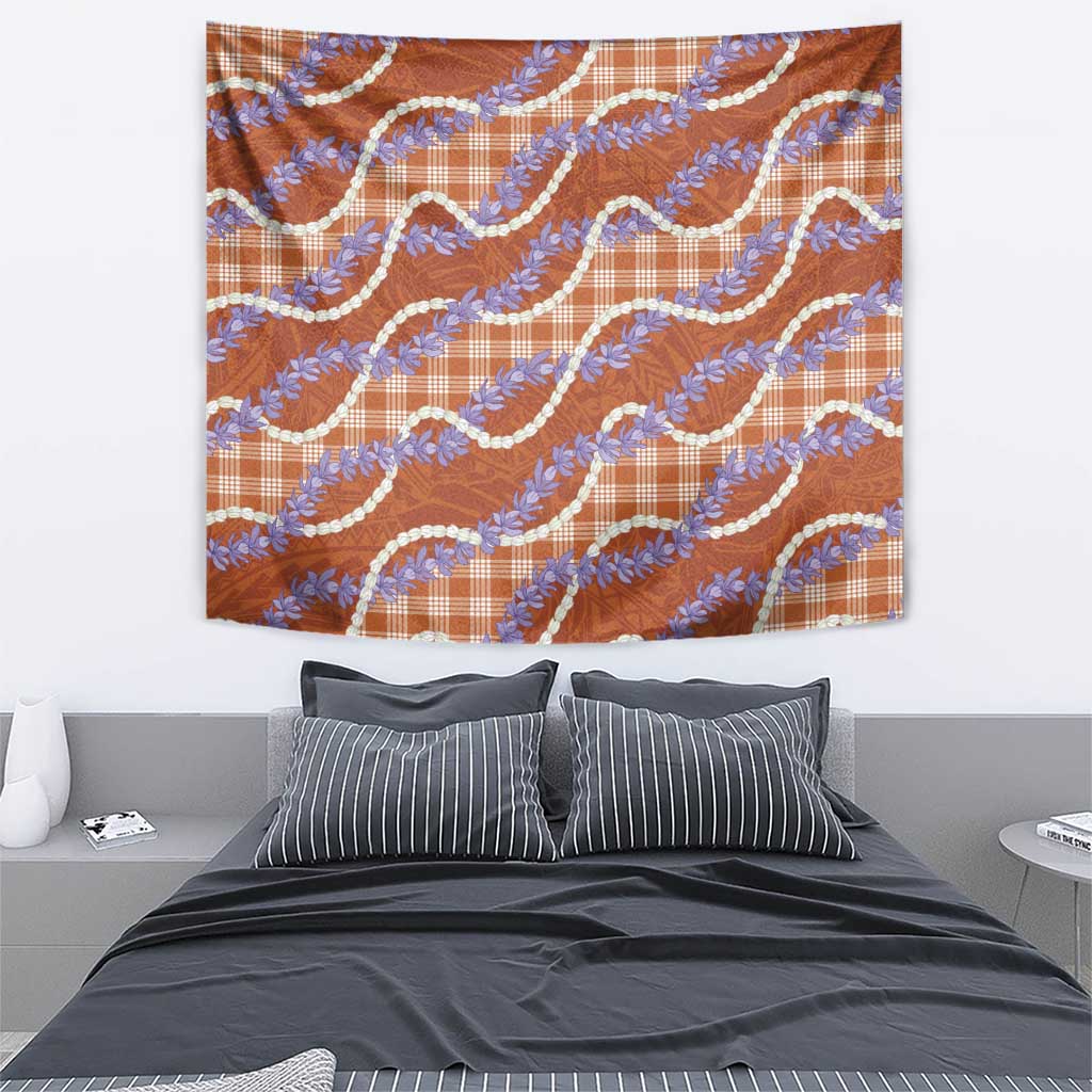 Orange Hawaii Palaka Honohono Pikake Tapestry Hawaiian Orchid Lei Polynesian Pattern LT14 - Polynesian Pride