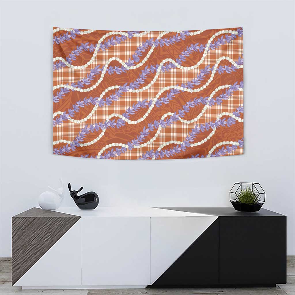 Orange Hawaii Palaka Honohono Pikake Tapestry Hawaiian Orchid Lei Polynesian Pattern LT14 - Polynesian Pride