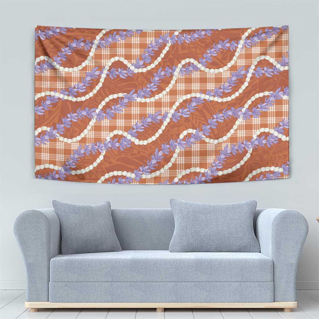 Orange Hawaii Palaka Honohono Pikake Tapestry Hawaiian Orchid Lei Polynesian Pattern LT14 - Polynesian Pride