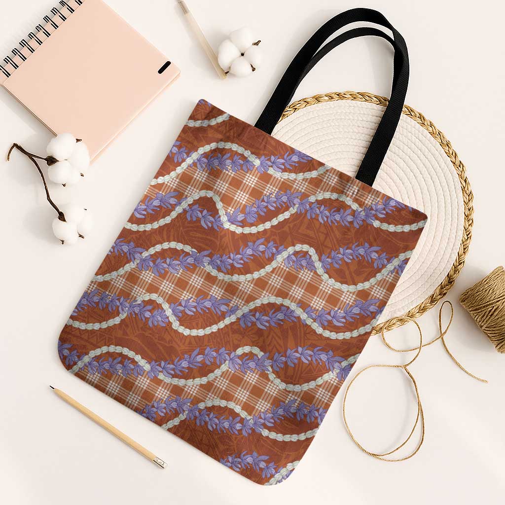 Orange Hawaii Palaka Honohono Pikake Tote Bag Hawaiian Orchid Lei Polynesian Pattern - Polynesian Pride