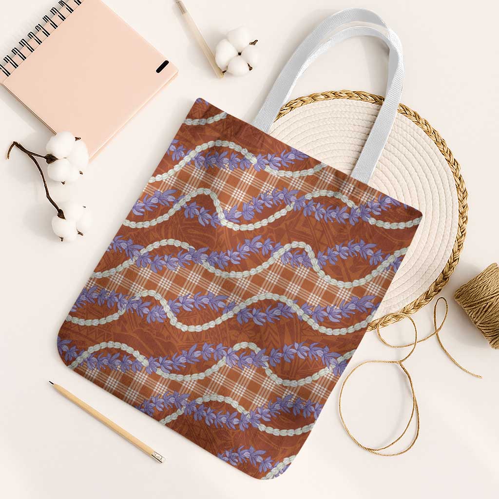 Orange Hawaii Palaka Honohono Pikake Tote Bag Hawaiian Orchid Lei Polynesian Pattern - Polynesian Pride