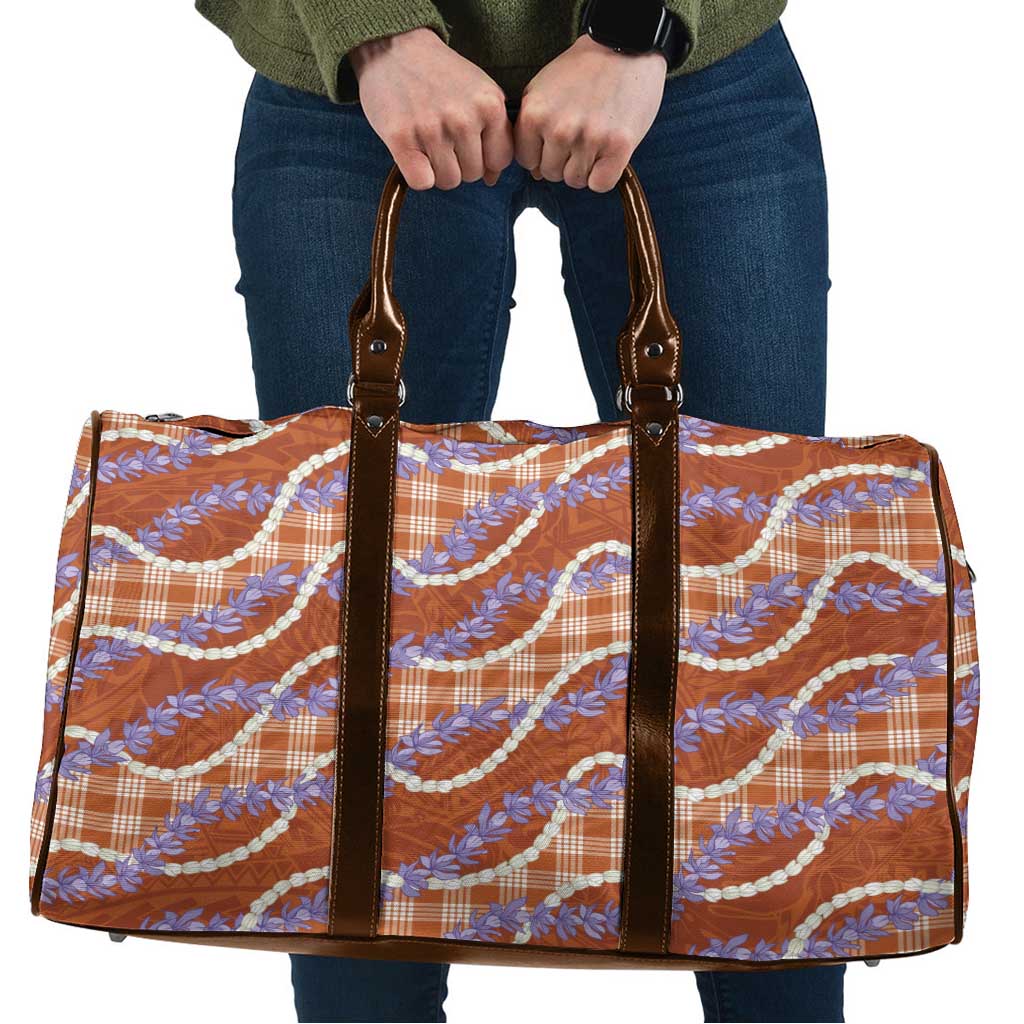 Orange Hawaii Palaka Honohono Pikake Travel Bag Hawaiian Orchid Lei Polynesian Pattern - Polynesian Pride