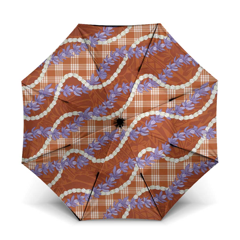 Orange Hawaii Palaka Honohono Pikake Umbrella Hawaiian Orchid Lei Polynesian Pattern LT14 One Size Folded 11.42 inch Opened Diameter 37.4 inch Orange - Polynesian Pride