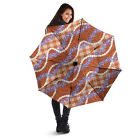 Orange Hawaii Palaka Honohono Pikake Umbrella Hawaiian Orchid Lei Polynesian Pattern LT14 - Polynesian Pride