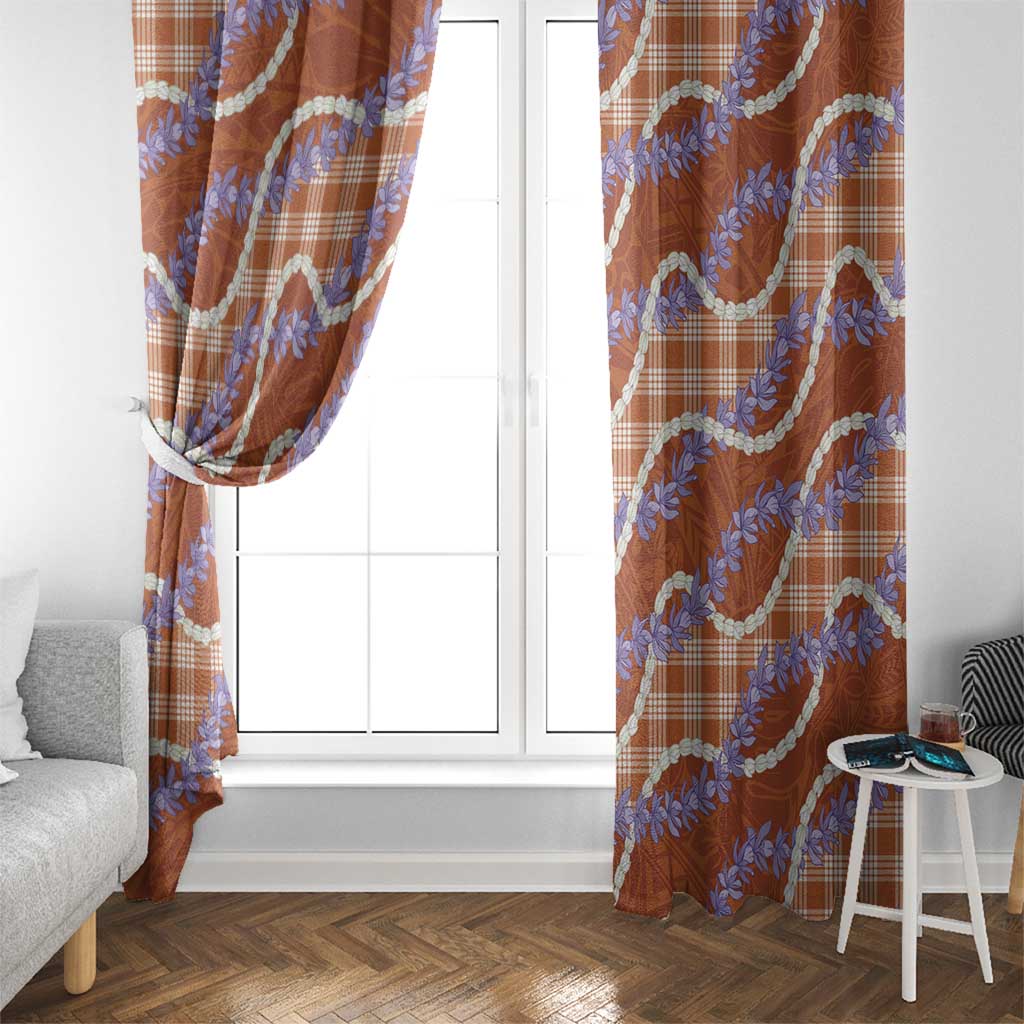 Orange Hawaii Palaka Honohono Pikake Window Curtain Hawaiian Orchid Lei Polynesian Pattern - Polynesian Pride