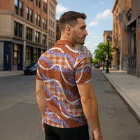 Orange Hawaii Palaka Honohono Pikake Zipper Polo Shirt Hawaiian Orchid Lei Polynesian Pattern - Polynesian Pride