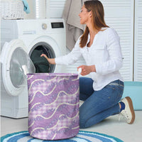 Purple Hawaii Palaka Honohono Pikake Laundry Basket Hawaiian Orchid Lei Polynesian Pattern - Polynesian Pride