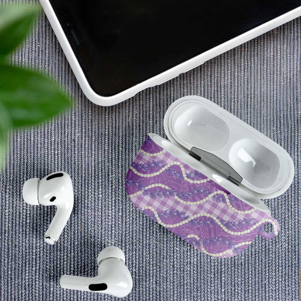 Purple Hawaii Palaka Honohono Pikake AirPods Case Hawaiian Orchid Lei Polynesian Pattern - Polynesian Pride