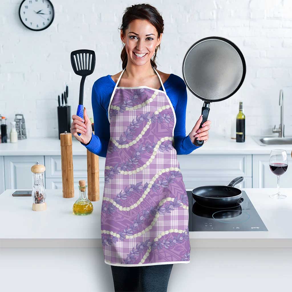 Purple Hawaii Palaka Honohono Pikake Apron Hawaiian Orchid Lei Polynesian Pattern - Polynesian Pride