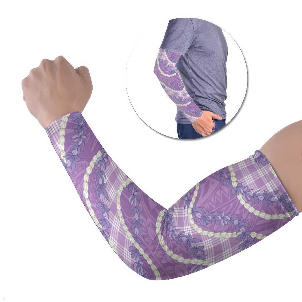 Purple Hawaii Palaka Honohono Pikake Arm Sleeves Hawaiian Orchid Lei Polynesian Pattern - Polynesian Pride