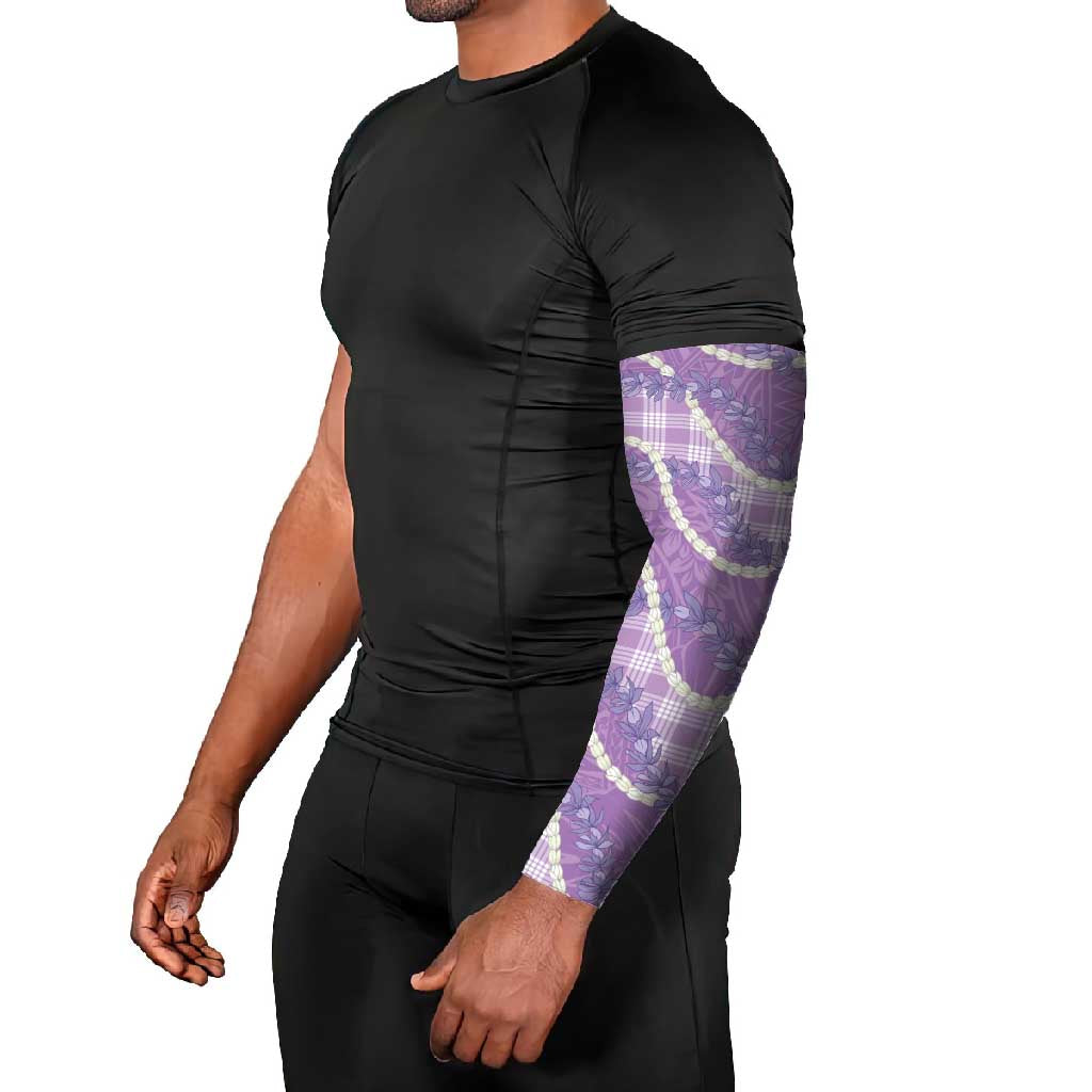 Purple Hawaii Palaka Honohono Pikake Arm Sleeves Hawaiian Orchid Lei Polynesian Pattern - Polynesian Pride