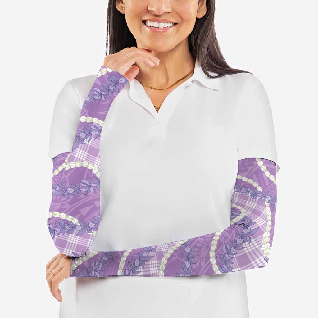 Purple Hawaii Palaka Honohono Pikake Arm Sleeves Hawaiian Orchid Lei Polynesian Pattern - Polynesian Pride